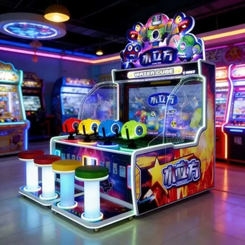 4 Player Water Shooting Arcade Machine product dimension diagram for entertainment businesses and leisure venues