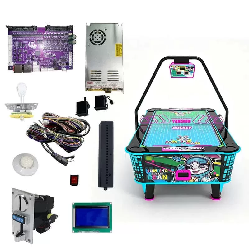 Bunny Jump Air Hockey arcade machine product dimension diagram with 216 × 135 × 168 cm
