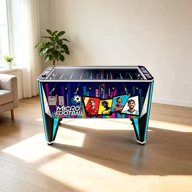 Football Carnival commercial coin operated foosball table arcade game front view with stainless steel construction