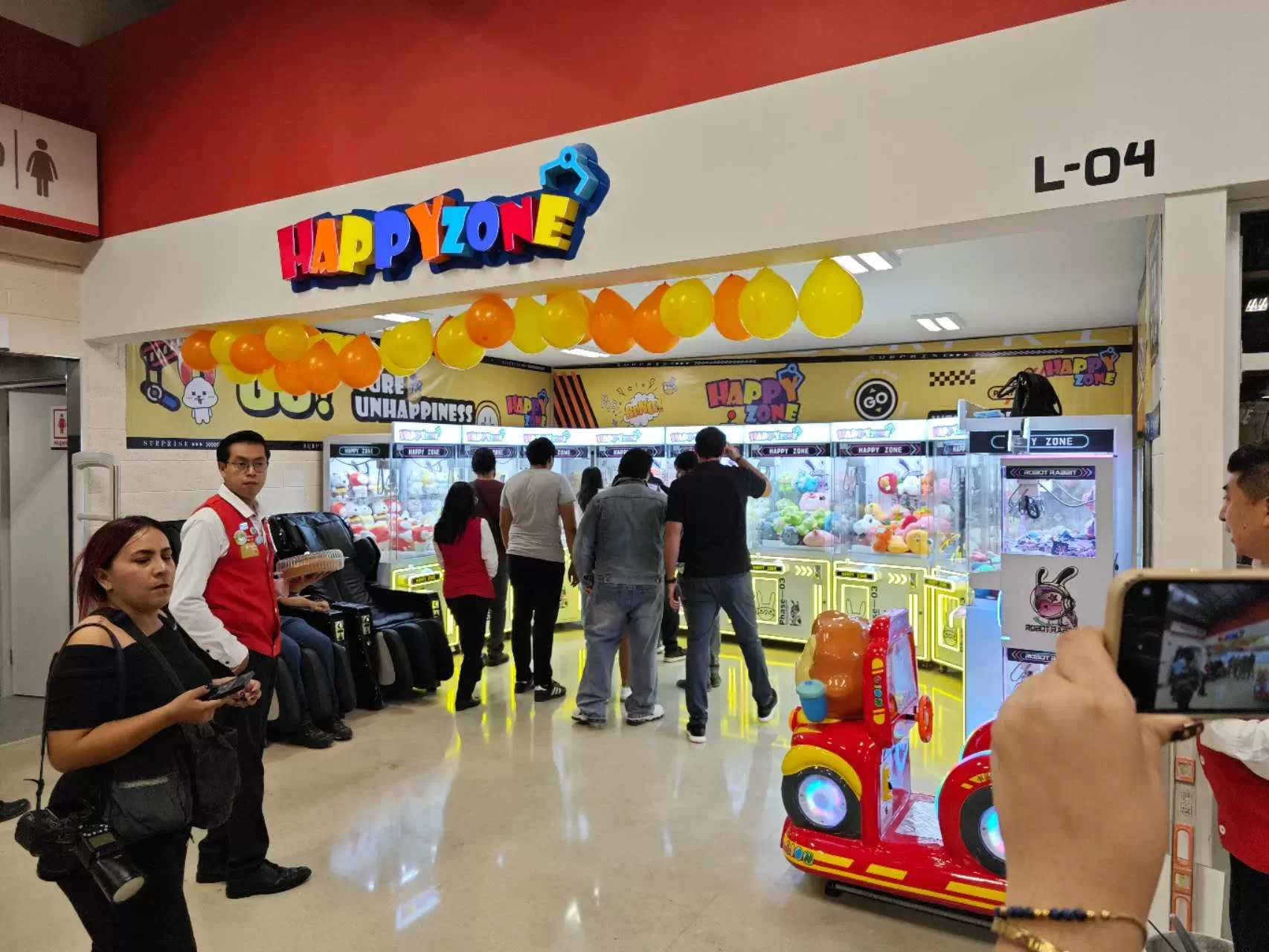 Family-friendly claw machine arcade in Mexico shopping mall