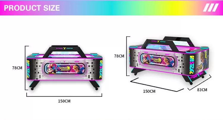 Hockey Star air hockey table product dimension diagram with 150cm width