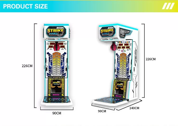 Explosive Boxer arcade boxing game product dimension diagram with 226cm height