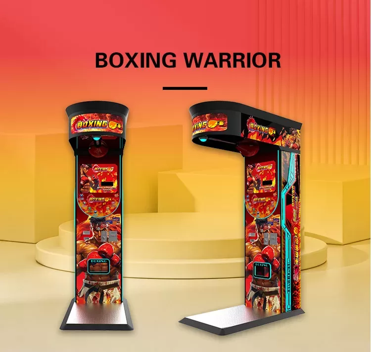 Boxing Warrior heavy-duty arcade punching machine front view with LED score display