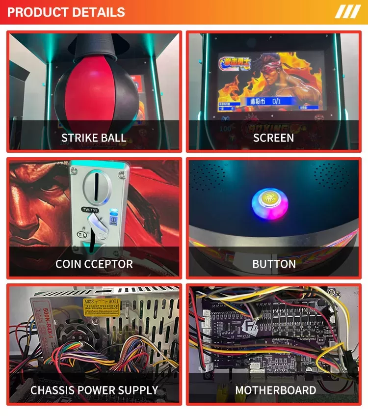 Boxing Warrior strike ball screen coin acceptor and button control panel view