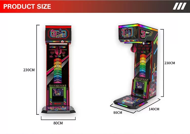 3-Punch Champ arcade boxing game product dimension diagram with 230cm height