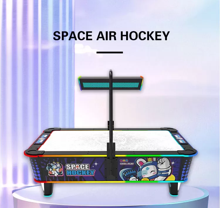 Space Air Hockey curved arcade air hockey machine front view with space theme design