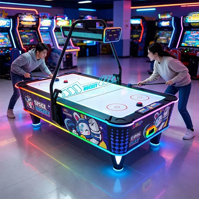 Space Air Hockey 2-player curved air hockey gameplay instructions and scoring display