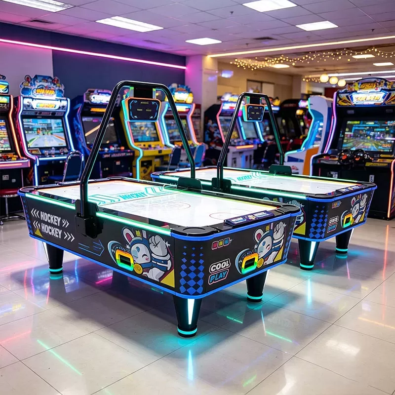 Space Air Hockey arcade machine side view with cool space theme graphics