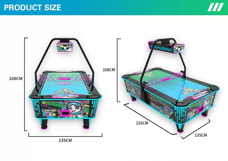 Jumping Rabbit Air Hockey Table family-friendly air hockey product dimension diagram with 135cm width