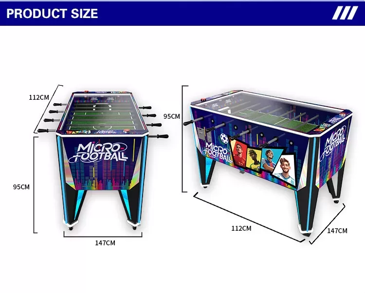 Football Carnival compact table football game product dimension diagram with 147cm width