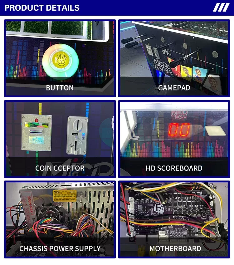 Football Carnival button gamepad team controls coin acceptor and HD scoreboard panel view