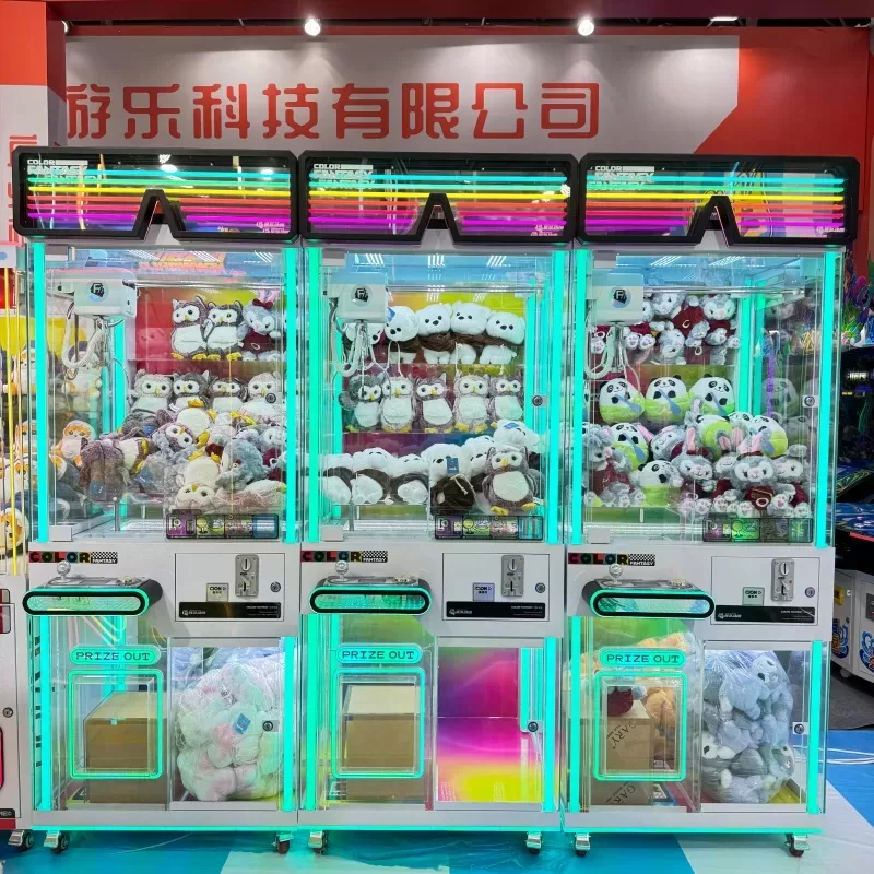 Commercial claw machines prepared for international shipping from a China factory