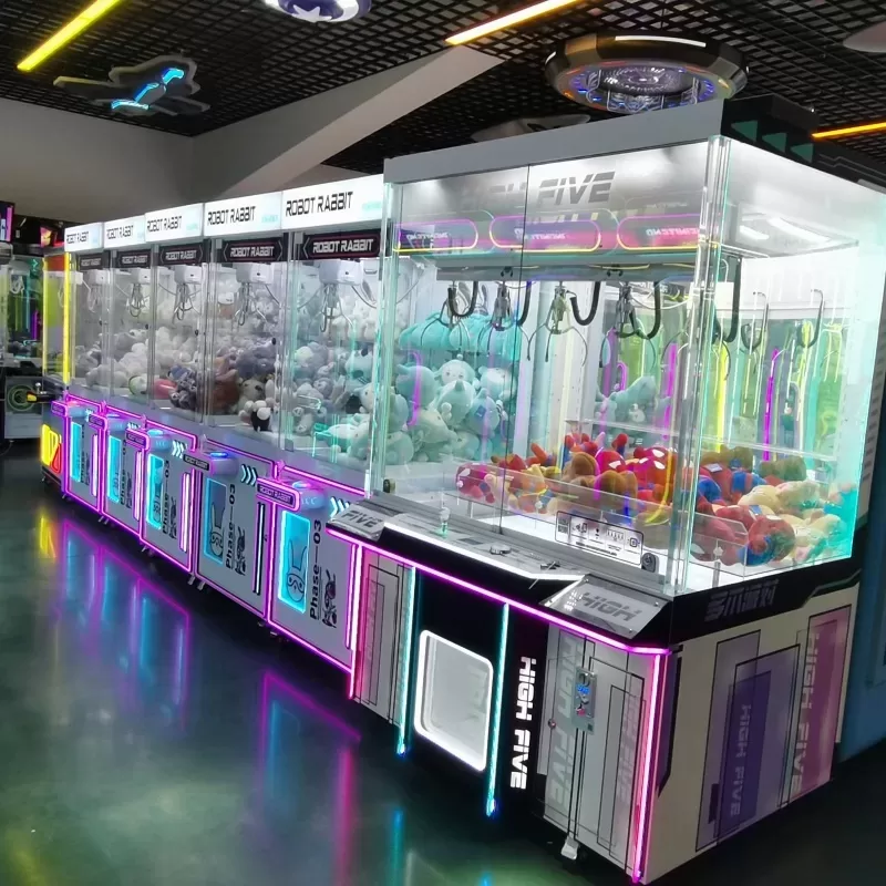 Concept: Technician performing routine maintenance on a commercial claw machine