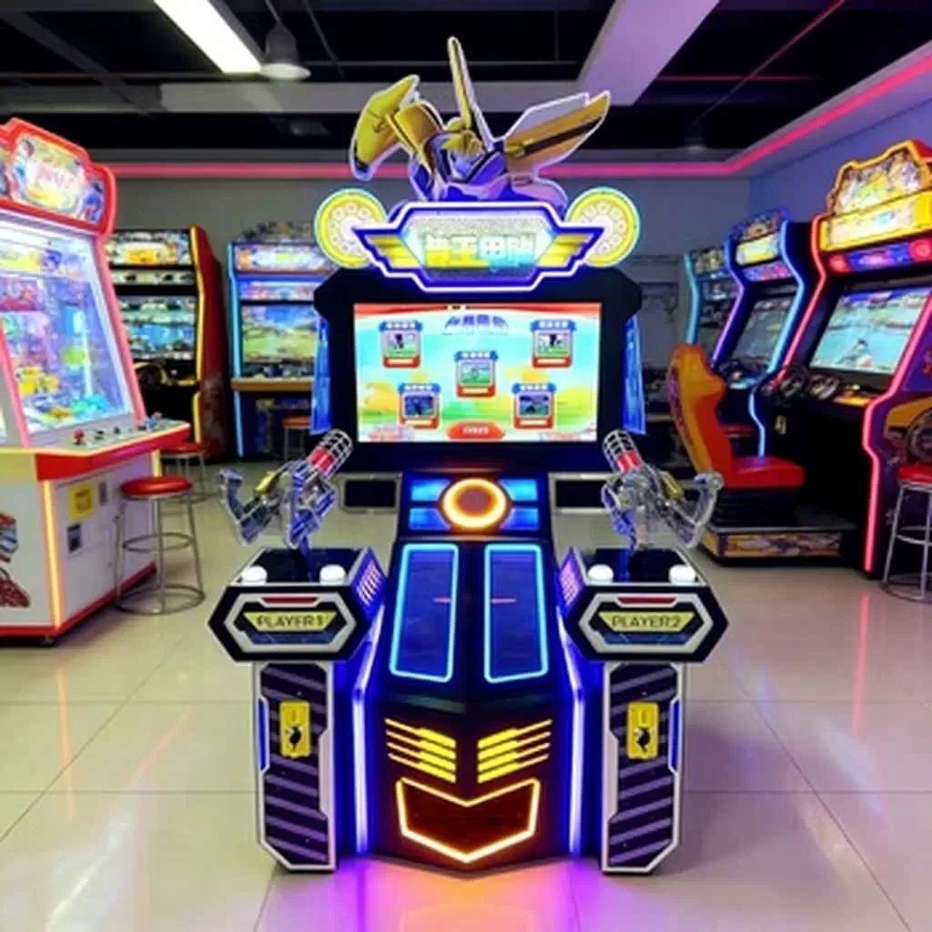 Mecha King Arcade Game heavy duty commercial shooting machine front view with mecha-themed design