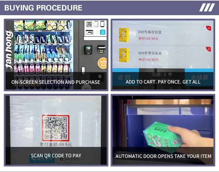 Anti-Drop Vending Machine featuring 21.5 inch HD touch screen cash device coin acceptor and anti-theft pick-up port